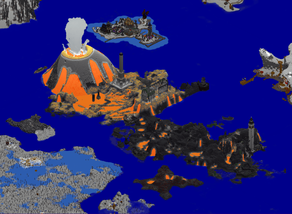 the eruption of red mountain destroyed the continent starting Age of Darkness 2