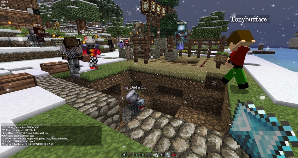 trench is dug to create a tnt-firework machine for the 2012 christmas party on dagon fel